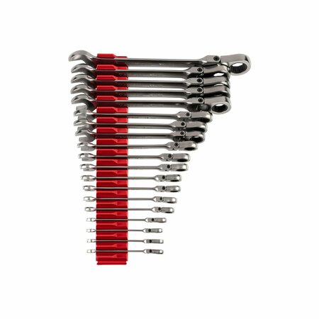 TEKTON Flex Head 12-Point Ratcheting Combination Wrench Set with Modular Organizer, 19-Piece, 6-24 mm WRC95303